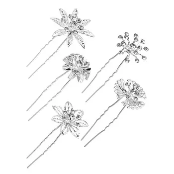 Шпилька для волос, металл, стекло, 7 см, 5 дизайнов, "Свадебная"