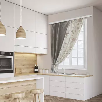 Штора для кухни, ПЭ, 135х160см, "Жатка-комби", 3 цвета