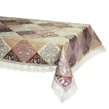 Скатерть на стол виниловая 137x182 см VETTA "Ромбы", с ажурной каймой