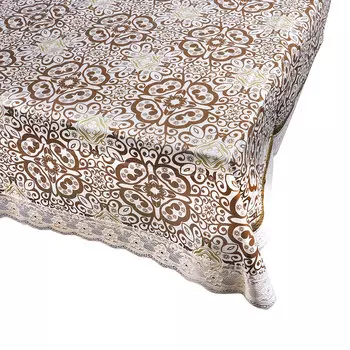 Скатерть на стол виниловая, клеенка с ажурной каймой, 137x182см, VETTA