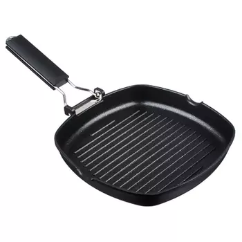 Сковорода-гриль 24х24 см СЛАВЯНА Кобальт, литая с антипригарным покрытием, индукция