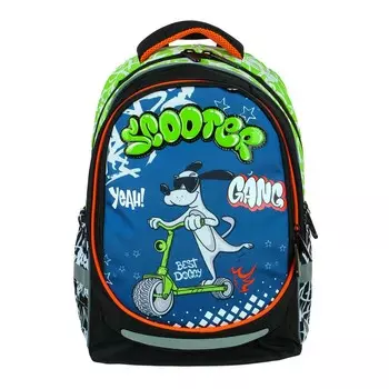 СКУТЕР ДОГ Рюкзак шк. полужесткий 37х28х14см, 3отд., 2карм., эргон.спинка, нагруд.стяжка, ПЭ