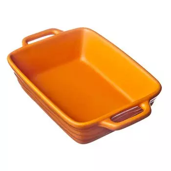 СЛАВЯНА Форма для запекания прямоугольная с ручками, керамика, 19х14,5х4,5см, терракотовая, 9010-22.