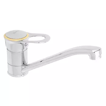 Смеситель для кухни, однорычажный, низкий излив 25см, хром/золото, 1S25/0