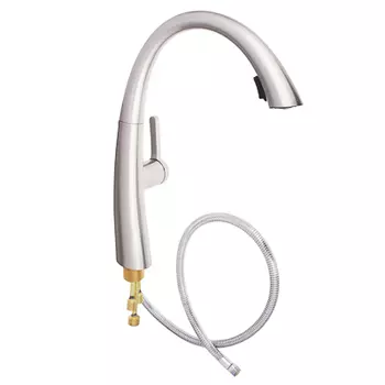 Смеситель для кухни RAIN Аквамарин, однорычажный, высокий выдвижной излив, сатин