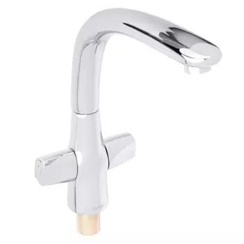 Смеситель для кухни RAIN Фианит, двухвентильный, высокий поворотный излив 30см, хром