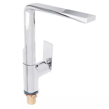 Смеситель для кухни RAIN Малахит, однорычажный, высокий поворотный излив 30см, хром