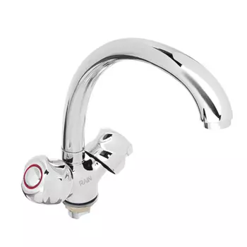 Смеситель для кухни RAIN Марс, двухвентильный, высокий поворотный излив 25см, хром