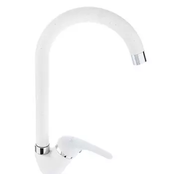 Смеситель для кухни RAIN Веста, высокий излив, картридж 35мм, латунь, под гранит, белый