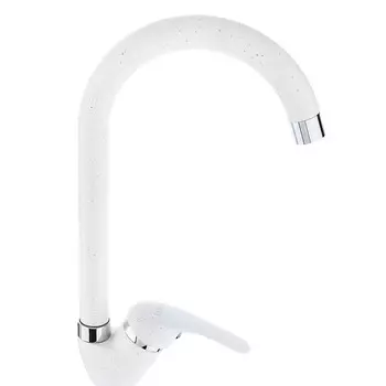 Смеситель для кухни RAIN Веста, высокий излив, картридж 35мм, латунь, под гранит, белый