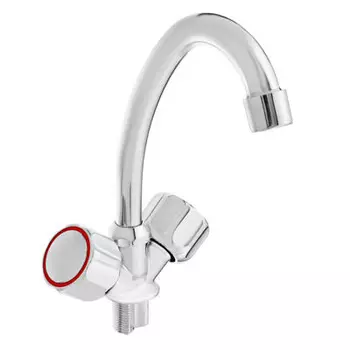 Смеситель для кухни СоюзКран, двухвентильный, высокий поворотный излив 20см, хром, SK2124