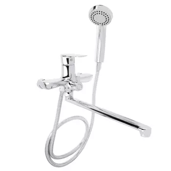 Смеситель для ванны, длинный излив, с душевым комплектом, картридж 35 мм, керамический дивертор, лат