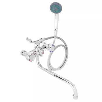 Смеситель для ванны с душем, двухвентильный, круглый излив 30см, хром, 2S30