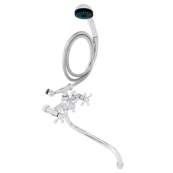 Смеситель для ванны с душем, двухвентильный, круглый излив 30см, хром, 2S30X/1