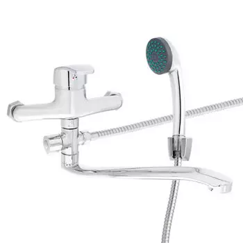 Смеситель для ванны с душем, однорычажный, плоский излив 30см, хром, 1S30