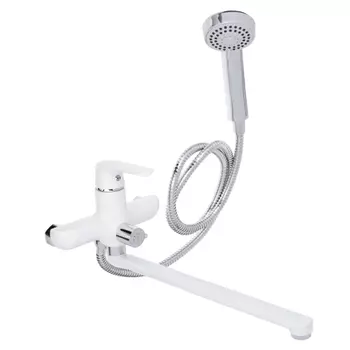 Смеситель для ванны с душем RAIN Алмаз, однорычажный, прямой излив 35см, белый