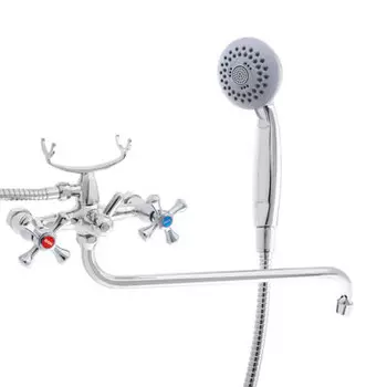 Смеситель для ванны с душем RAIN Нефрит, двухвентильный, круглый излив 40см, хром