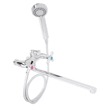 Смеситель для ванны с душем RAIN Нефрит, двухвентильный, прямой излив 35см, хром