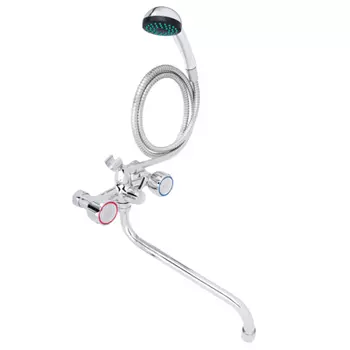 Смеситель для ванны с душем СоюзКран, двухвентильный, круглый излив 30см, хром, SK2122