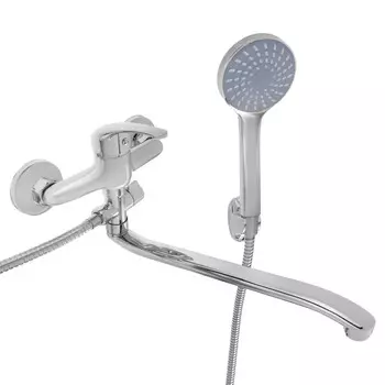 Смеситель для ванны с душем СоюзКран, однорычажный, плоский излив 35см, хром, SK1012.1