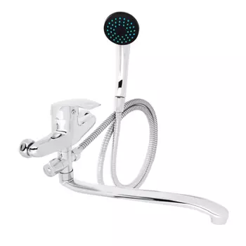 Смеситель для ванны с душем СоюзКран, однорычажный, плоский излив 35см, хром, SK1032