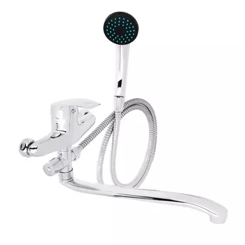 Смеситель для ванны с душем СоюзКран, однорычажный, плоский излив 35см, хром, SK1032