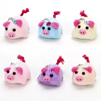 СНОУ БУМ Брелок мягкий в виде свинки, полиэстер, 6х4 см, 6 цветов