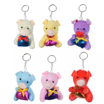 СНОУ БУМ Брелок мягкий в виде свинки, полиэстер, 8 см, 6 цветов