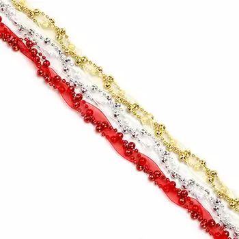 СНОУ БУМ Бусы 270см, пластик, полиэстер, с лентой, 3 цвета, F309-VR2/VG2/VS