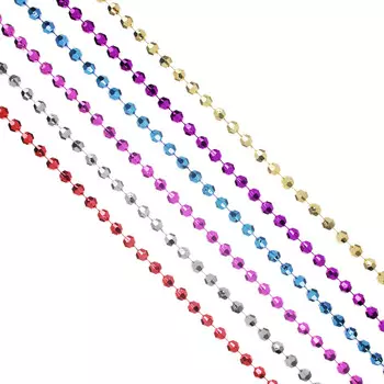 СНОУ БУМ Бусы декоративные, пластик, 200см, d10мм, 6 цветов