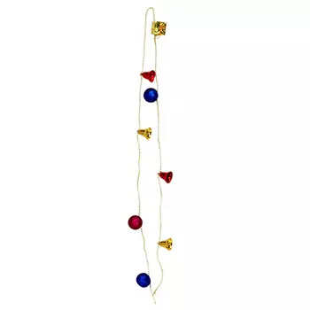 СНОУ БУМ Бусы декоративные с украшениями и бантиком, 120см, 8 элементов, пластик, полиэстер