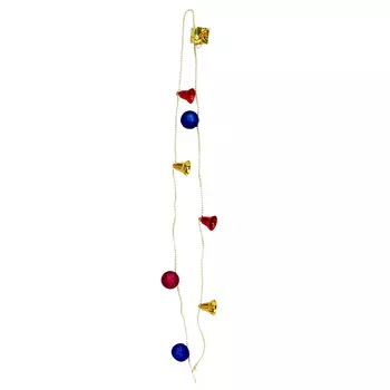 СНОУ БУМ Бусы декоративные с украшениями и бантиком, 120см, 8 элементов, пластик, полиэстер