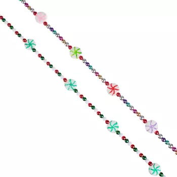 СНОУ БУМ Бусы декоративные, со вставками в форме конфет, 180см, пластик, 2 цвета