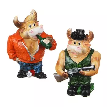 СНОУ БУМ Фигурка Символ Года 2021, полистоун, Бычки, 14х9х6см, 2 дизайна