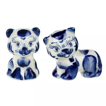 СНОУ БУМ Фигурка Тигр 4,5х5см, гжель, (мини) 5см, Символ 2022года