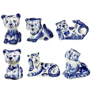 СНОУ БУМ Фигурка Тигр, 5,5х9см, гжель, Символ 2022года