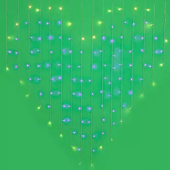 СНОУ БУМ Гирлянда эл. бахрома сердце 1,5х1,5м, 124LED, пурпур+шампань, ПВХ прозр.,пост.свеч., 220В