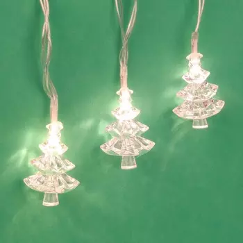 СНОУ БУМ Гирлянда эл. насадка 3D "Ледяная елочка" 2м, 10LED*шампань, пост.свеч, ПВХпрозр, акрил,2хАА