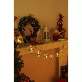 СНОУ БУМ Гирлянда эл. насадка "Диско-шар", 2м, 10LED*шампань, пост.свеч,ПВХ прозр., 2хАА