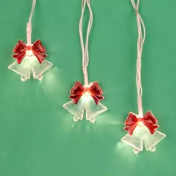 СНОУ БУМ Гирлянда эл. насадка "Хрустальные колокольчики" 2м, 10LED*шампань, пост.свеч, ПВХпроз, 2хАА