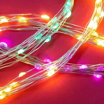 СНОУ БУМ Гирлянда эл. нитка росы 30LED, мульти, 3 м, питание 2xCR2032