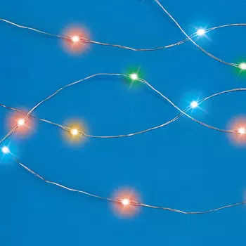 СНОУ БУМ Гирлянда эл. нитка росы "Капли радуги" 10м 100LED Extra*мульти, 8 реж., медь, 220В 50Гц, НВ