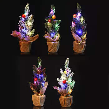 СНОУ БУМ Гирлянда эл. нитка росы на декоративной елке 25см, пост.свечение, 3xLR44, 5 дизайнов