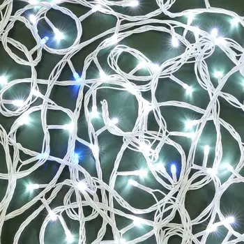 СНОУ БУМ Гирлянда эл. вьюн 20м, 200 LED*белый, мерцание 20LED*синий, ПВХ белый, коннектор, 220В