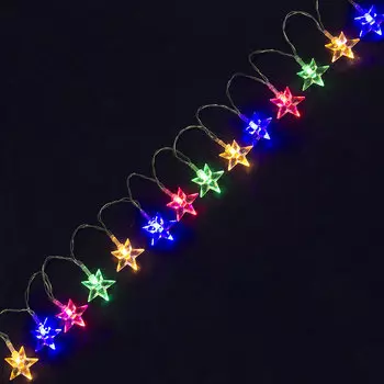 СНОУ БУМ Гирлянда электр. 1,5м, 15LED, насадка в форме "Звезды", мультицвет, (3,6В от 3*АА)