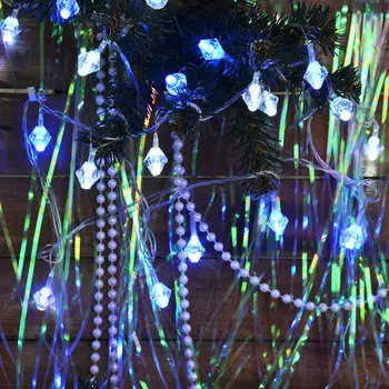 СНОУ БУМ Гирлянда электр. 3м, 19LED, с насадками "Алмазы", BW (бело-синий) хамелеон, автореж, 220В