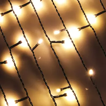 СНОУ БУМ Гирлянда электр. бахрома, 96LED, 3x0,7м, шампань, 8 реж, ПВХ провод, 220В