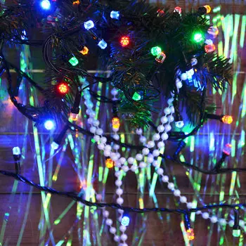 СНОУ БУМ Гирлянда электр. вьюн 6м, 100LED-кристалл, мультицвет, 8 реж.,ПВХ провод, 220В