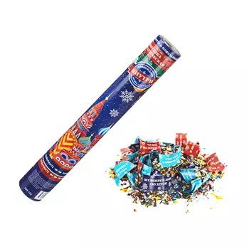 СНОУ БУМ Хлопушка пневматическая, 40 см, наполнитель конфетти из фольги, пожелания, дизайн 8