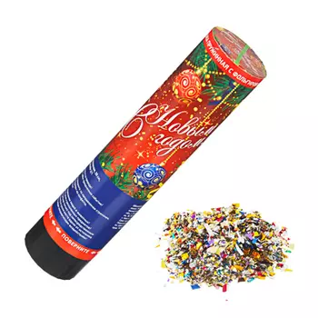 СНОУ БУМ Хлопушка пружинная, 20 см, наполнитель фольга, дизайн 2/1